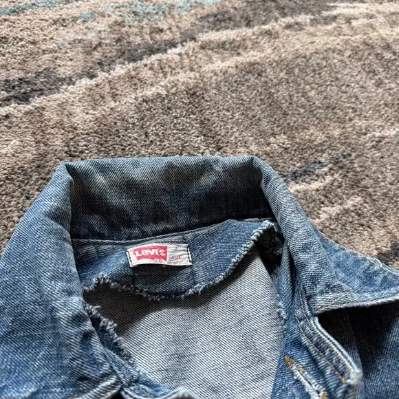 Vintage 70s Levi's Orange Tab Denim Blue Jean Safari Split Chore Jacket Sz Small - Picture 5 of 6